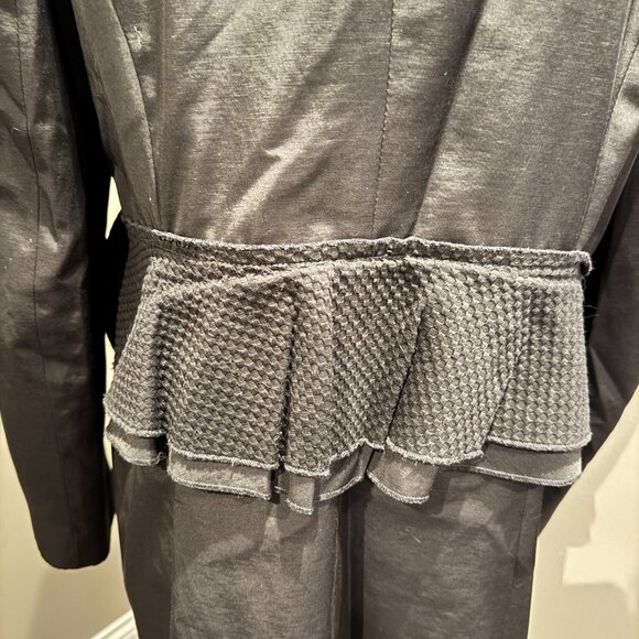 Tahari Black Ruffle Midsection Coat - Picture 5 of 12